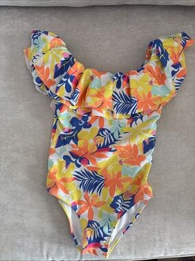 Janie and Jack Multicolor Floral Ruffle One-Piece Swimsuit